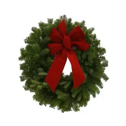 Fresh Christmas Wreaths & Greenery>Kirklands Home Fresh Cut Balsam Fir Wreath with Red Bow 2-pc. Set