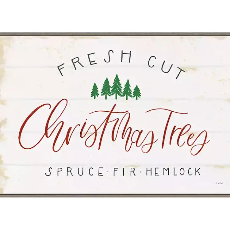 Christmas Art & Wall Decor>Kirklands Home Fresh Cut Trees Framed Canvas Print White