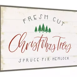 Christmas Art & Wall Decor>Kirklands Home Fresh Cut Trees Framed Canvas Print White