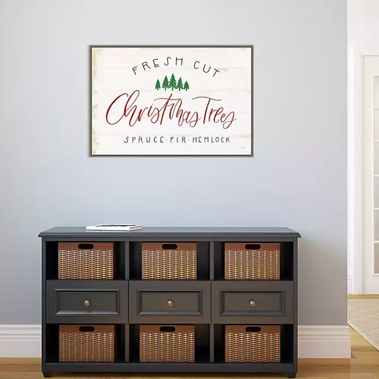 Christmas Art & Wall Decor>Kirklands Home Fresh Cut Trees Framed Canvas Print White