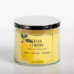Candles>Kirklands Home Fresh Lemons 14 oz. Triple Wick Jar Candle Yellow