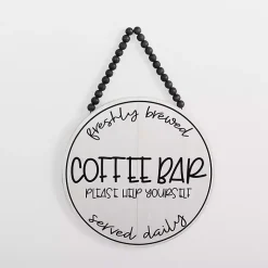 Kirklands Home Freshly Brewed Coffee Round Beaded Wall Plaque