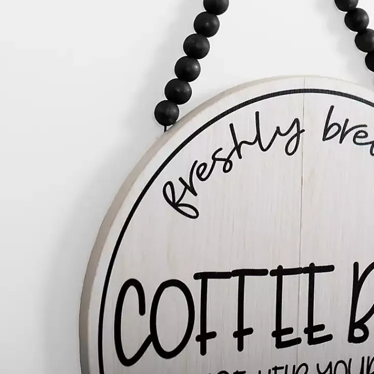 Kirklands Home Freshly Brewed Coffee Round Beaded Wall Plaque