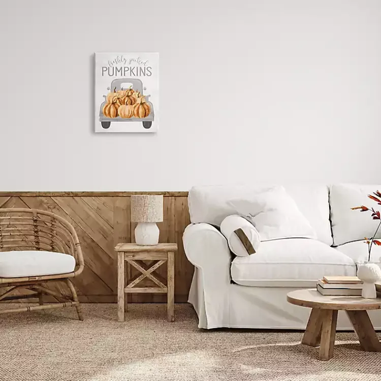 Fall>Kirklands Home Freshly Picked Pumpkins Canvas Wall Plaque