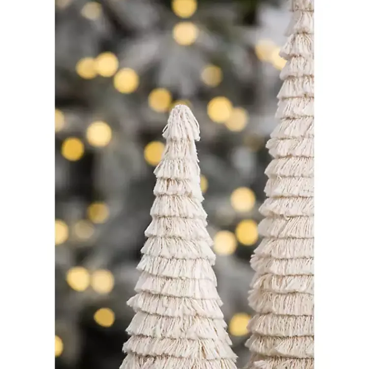 Christmas Decorations>Kirklands Home Fringe Embellished Christmas Trees, Set of 2 Ivory