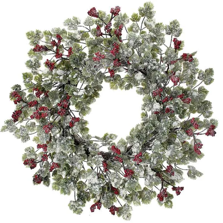 Christmas Wreaths>Kirklands Home Frosted Berries and Grape Leaves Mini Wreath