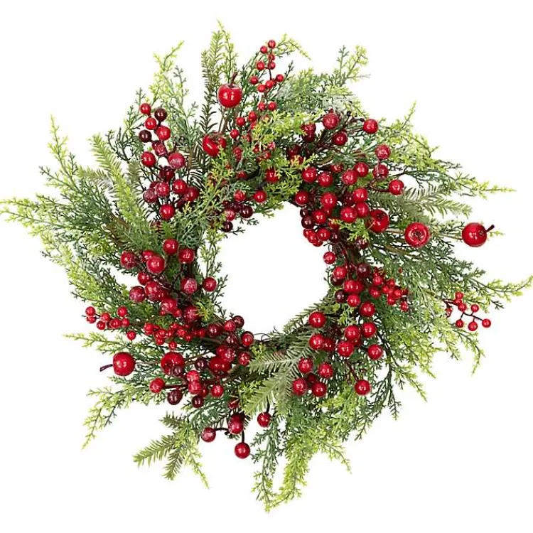 Christmas Wreaths>Kirklands Home Frosted Berry and Crabapple Cedar and Pine Wreath