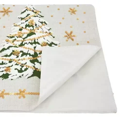 Kirklands Home Frosted Christmas Tree and Snowflakes Table Runner Online