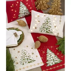 Kirklands Home Frosted Christmas Tree and Snowflakes Table Runner Online
