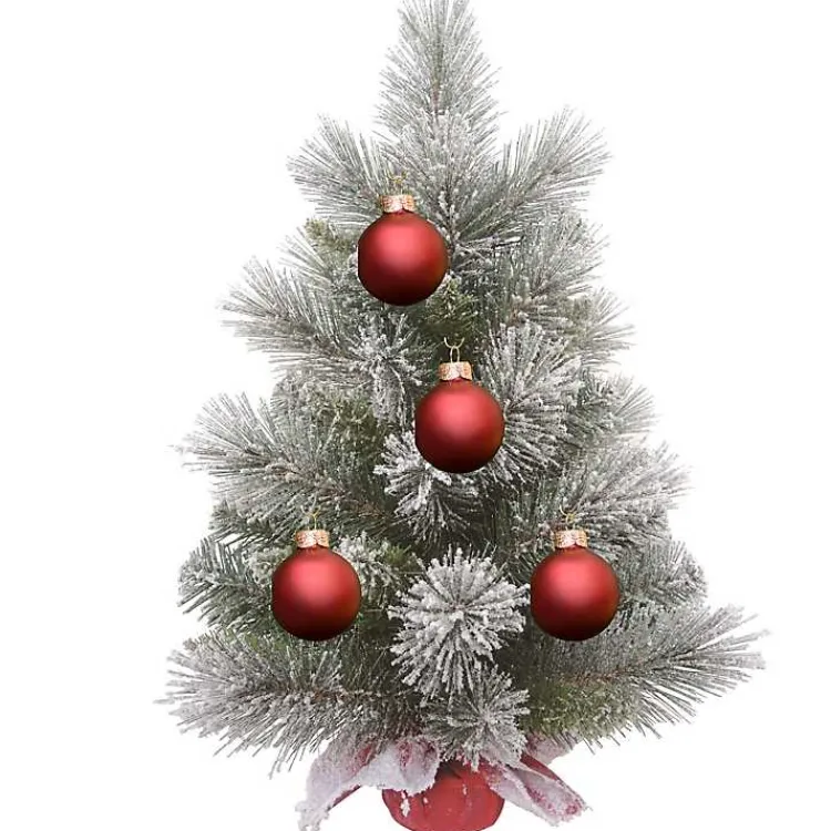 Christmas Arrangements & Garland>Kirklands Home Frosted Christmas Tree Arrangement in Red Bag