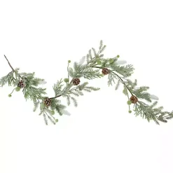 Christmas Arrangements & Garland>Kirklands Home Frosted Evergreen and Pinecone Forest Garland