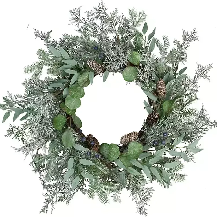 Christmas Wreaths>Kirklands Home Frosted Foliage and Blueberries Wreath