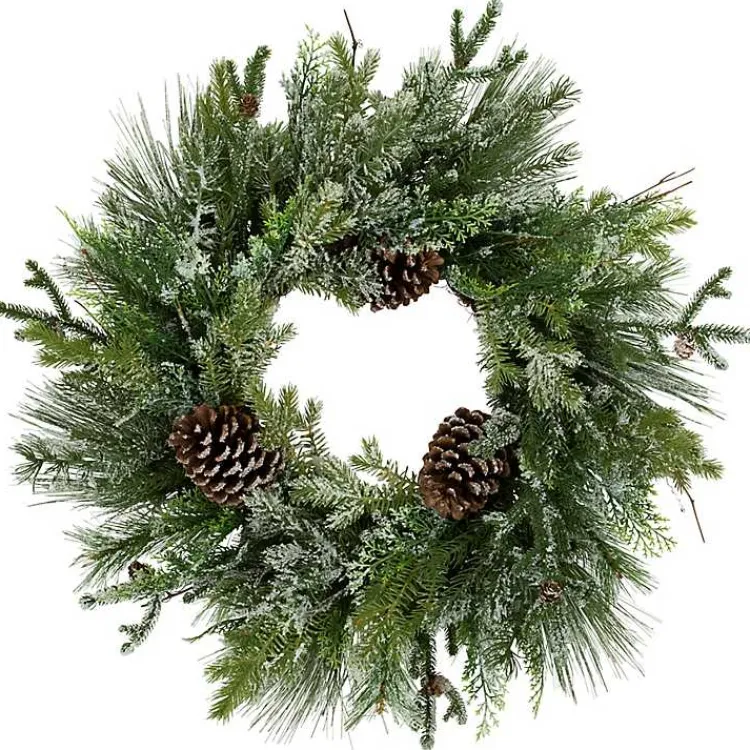 Christmas Wreaths>Kirklands Home Frosted Pine and Cedar Wreath Green