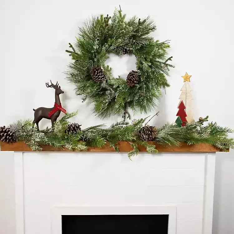 Christmas Wreaths>Kirklands Home Frosted Pine and Cedar Wreath Green