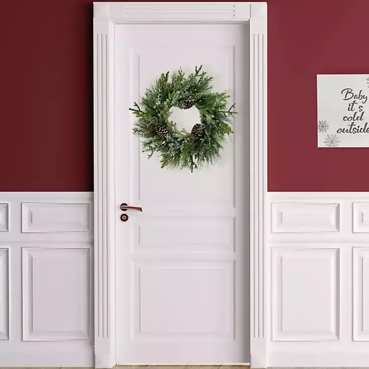 Christmas Wreaths>Kirklands Home Frosted Pine and Cedar Wreath Green