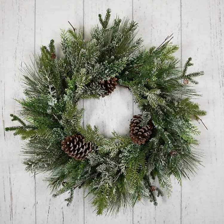 Christmas Wreaths>Kirklands Home Frosted Pine and Cedar Wreath Green