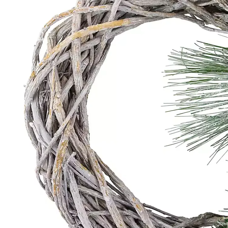 Christmas Wreaths>Kirklands Home Frosted Pine and Foliage Twig Wreath