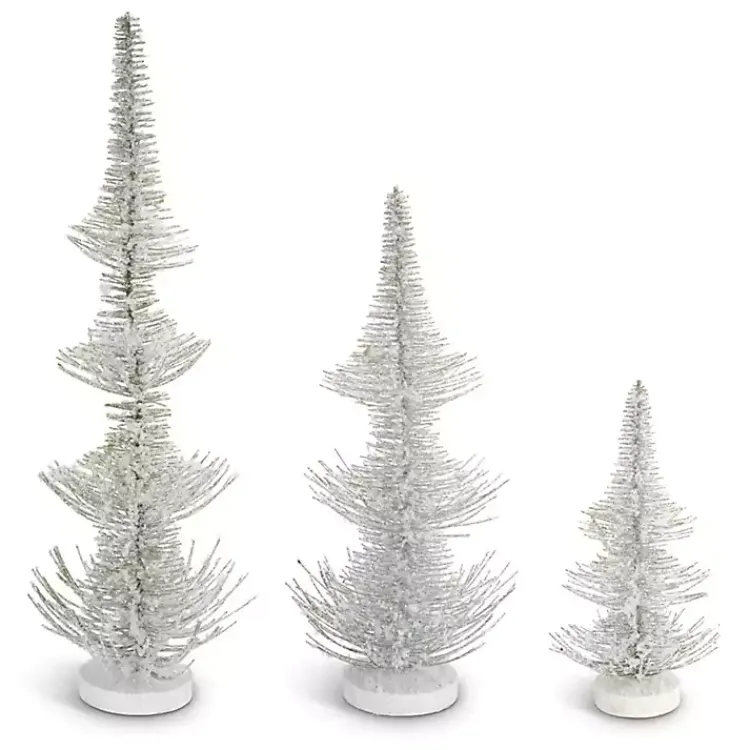 Christmas Decorations>Kirklands Home Frosted Pine Christmas Trees, Set of 3 White