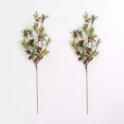 Christmas Tree Decorations>Kirklands Home Frosted Red Berry & Greenery Picks, Set of 2