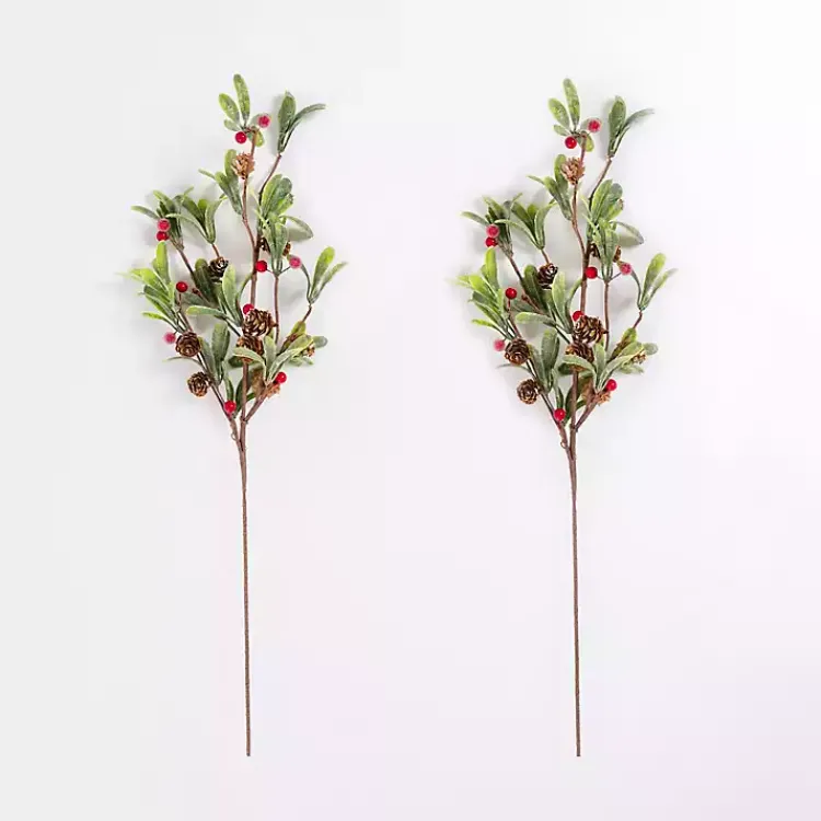 Christmas Tree Decorations>Kirklands Home Frosted Red Berry & Greenery Picks, Set of 2
