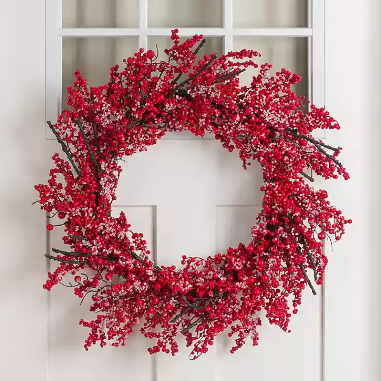 Wreaths>Kirklands Home Frosted Berry Wreath Red