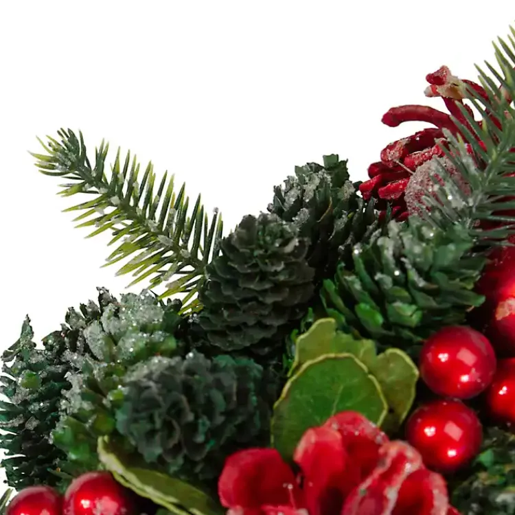 Wreaths>Kirklands Home Frosted Red Ornament and Pinecone Wreath