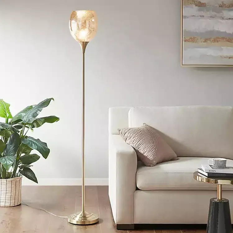 Kirklands Home Frosted Starlight Golden Floor Lamp White Discount