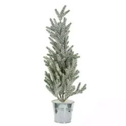 Christmas Arrangements & Garland>Kirklands Home Frosty Potted Angel Pine Tree Green