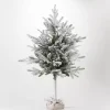 Christmas Trees>Kirklands Home 4ft. Flocked Pine Christmas Tree in Burlap Sack