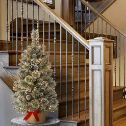 Christmas Arrangements & Garland>Kirklands Home 3-ft. Pre-Lit Flocked Glitter Christmas Tree Green
