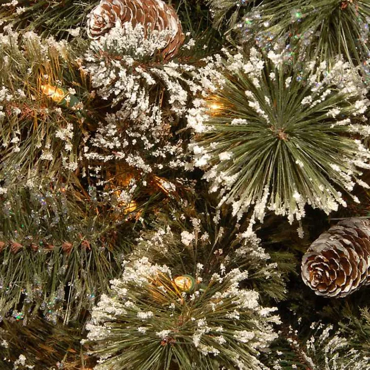 Christmas Arrangements & Garland>Kirklands Home 3-ft. Pre-Lit Flocked Glitter Christmas Tree Green