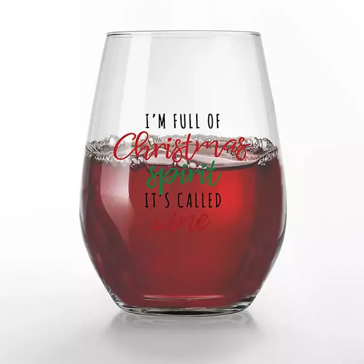 Christmas Dining & Entertaining>Kirklands Home Full of Christmas Spirit Wine Glasses, Set of 2 Clear