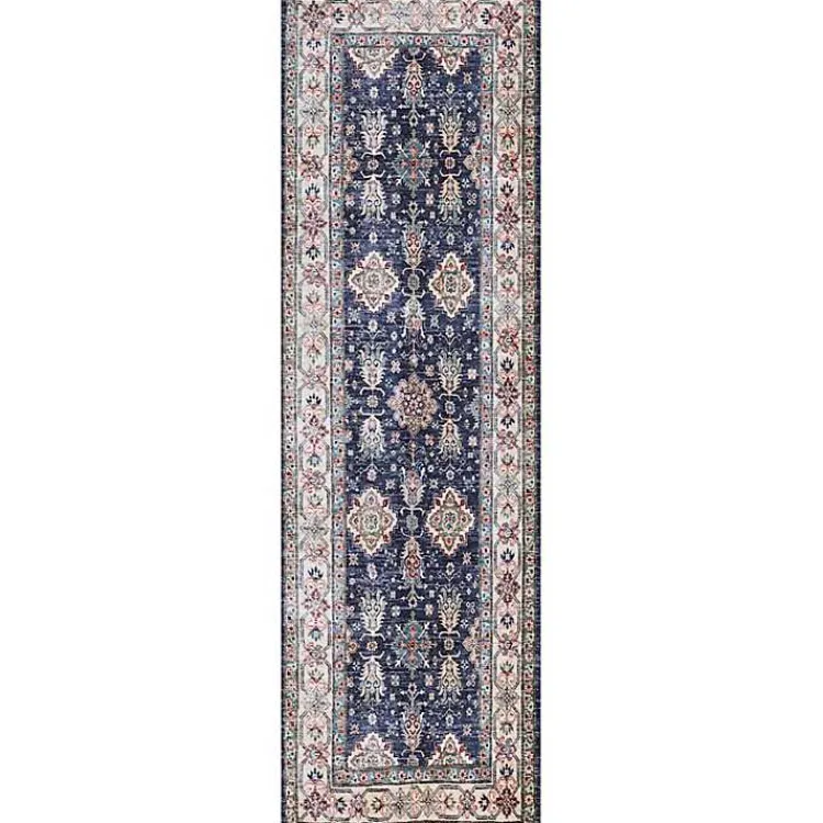 Kirklands Home Fulton Navy Medallion Runner, 2x7 Blue
