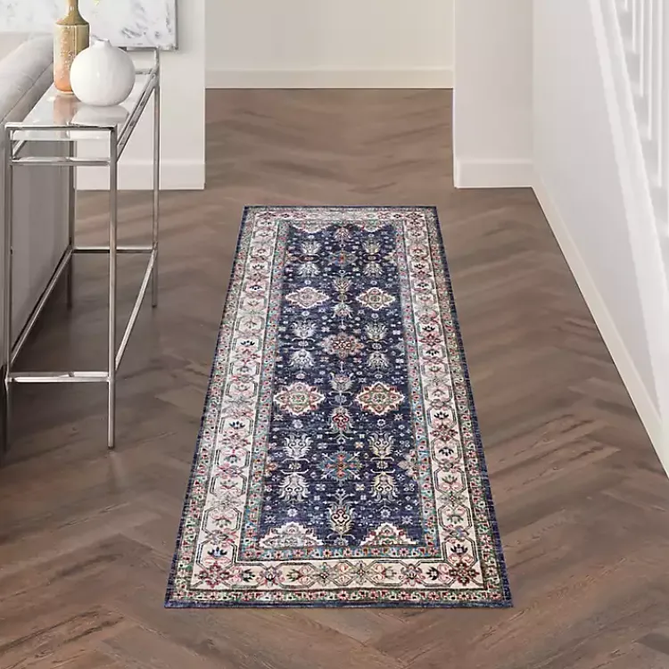 Kirklands Home Fulton Navy Medallion Runner, 2x7 Blue