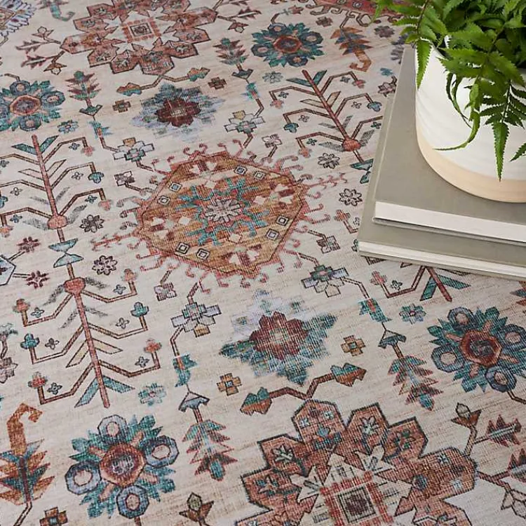 Kirklands Home Fulton Red Floral Medallion Area Rug, 7x10 Clearance
