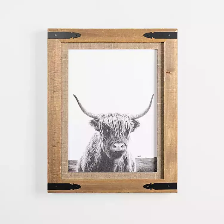 Kirklands Home Furry Highland Cow Framed Art Print New