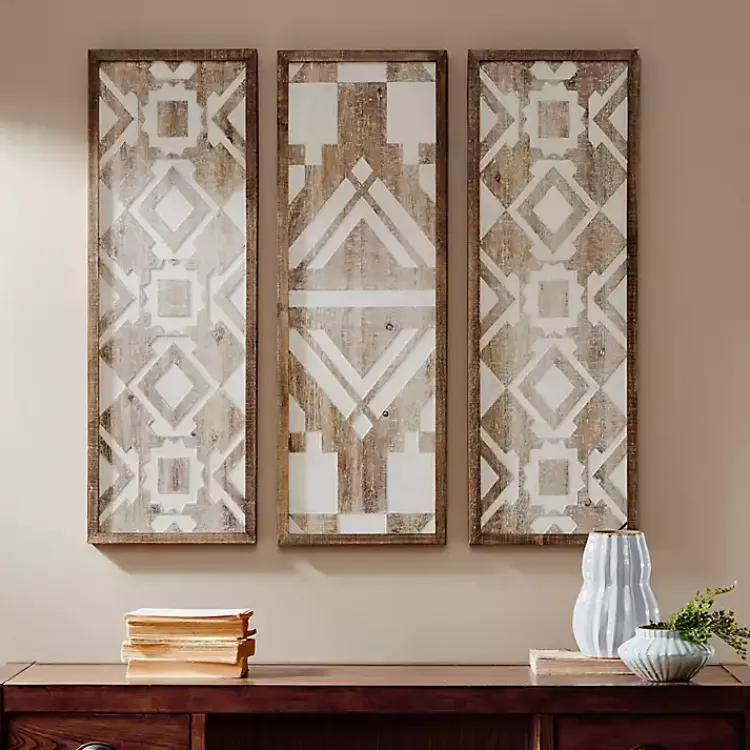 Kirklands Home Gail Wooden Plaques, Set of 3 Brown Clearance