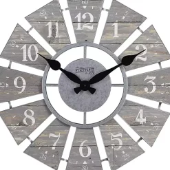 Kirklands Home Galvanized Windmill Wall Clock Gray Best