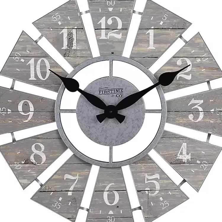 Kirklands Home Galvanized Windmill Wall Clock Gray Best