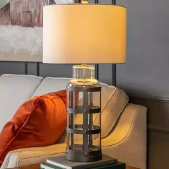 Kirklands Home Galvanized Metal Glass Jug Table Lamp White Best