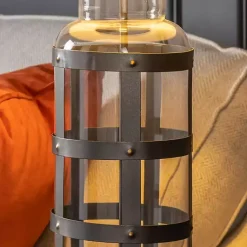 Kirklands Home Galvanized Metal Glass Jug Table Lamp White Best