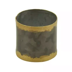 Kirklands Home Galvanized Metal Gold Rim Napkin Rings, Set of 4 New
