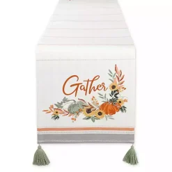 Kirklands Home Gather with Pumpkin Harvest Table Runner White Sale