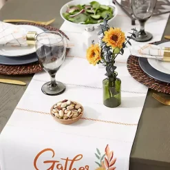 Kirklands Home Gather with Pumpkin Harvest Table Runner White Sale