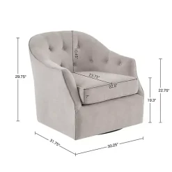Kirklands Home Gayla Taupe Button Tufted Swivel Accent Chair Gray Outlet