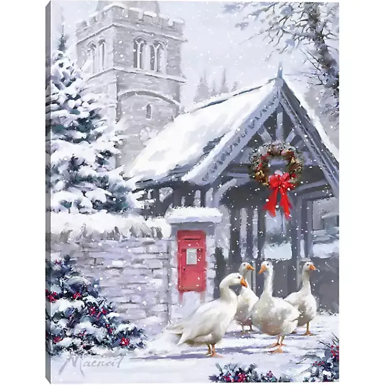 Christmas Art & Wall Decor>Kirklands Home Geese Outside Church Christmas Wall Plaque Multi