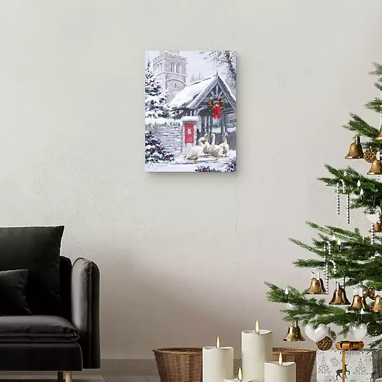 Christmas Art & Wall Decor>Kirklands Home Geese Outside Church Christmas Wall Plaque Multi