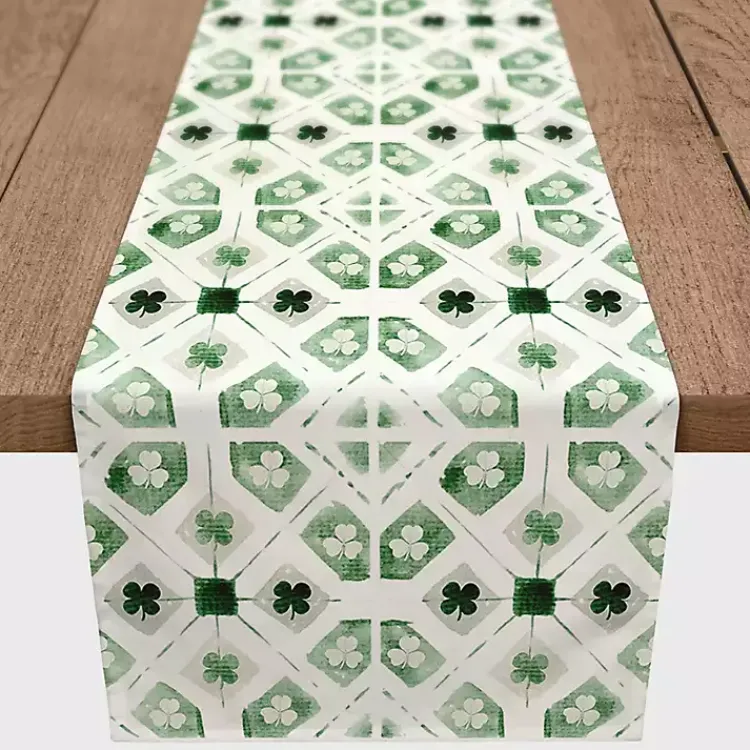 St Patricks Day Decorations>Kirklands Home Geometric Shamrock Table Runner, 72 in.