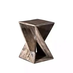 Kirklands Home Geometric Twist Wood Accent Table Tan Hot
