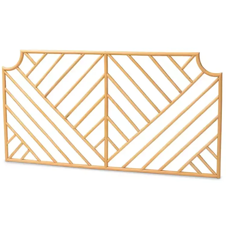 Kirklands Home Geometric Weave Rat Queen Headboard Tan